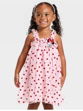 Disney Pink Dress with Red Heart Print